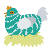 Grüne Wiese Cocktail, a turquoise and mist chicken with a bar pattern