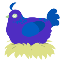 A indigo and ultramarine chicken with a neck-speckle pattern