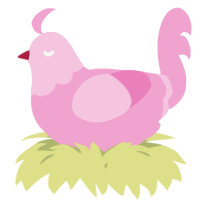A pink chicken with a head pattern
