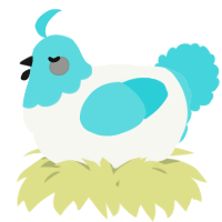 A white and aqua chicken with a head pattern