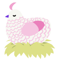 uhm, a white and pink chicken with a lace pattern