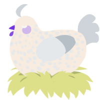 A cream and mist chicken with a speckle pattern