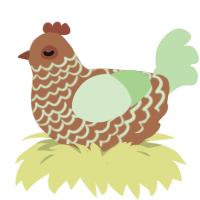 A brown and gluppy chicken with a lace pattern