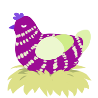 Little sponge, a plum and apple chicken with a bar pattern