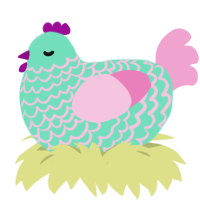 Philly, a mint and pink chicken with a lace pattern
