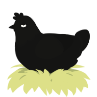 A black chicken with a head pattern