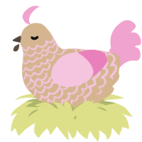 A beige and pink chicken with a lace pattern