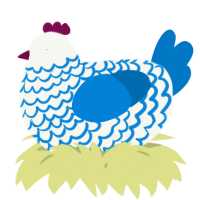 A white and sapphire chicken with a lace pattern