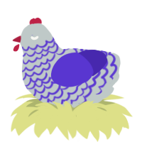 Grand Theft Auto, a silver and indigo chicken with a lace pattern