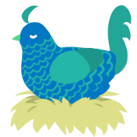 A sapphire and turquoise chicken with a lace pattern
