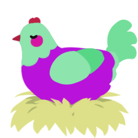 A amethyst and spring chicken with a head pattern