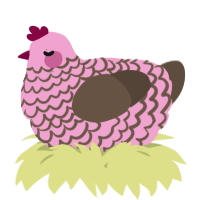 A pink and bark chicken with a lace pattern
