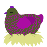 A olive and plum chicken with a lace pattern
