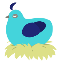 A aqua and navy chicken