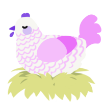 A white and lavender chicken with a lace pattern