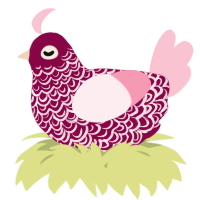 A maroon and rose chicken with a double-lace pattern