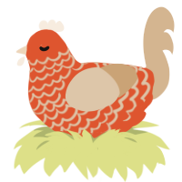 crackle, a vermilion and beige chicken with a lace pattern