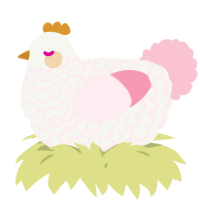 A white and rose chicken with a lace pattern