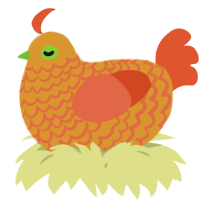 A orange and vermilion chicken with a lace pattern