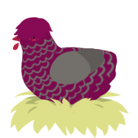 A wine and grey chicken with a lace pattern