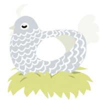 A mist and white chicken with a lace pattern