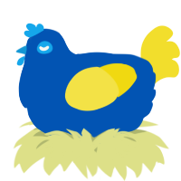 A ultramarine and yellow chicken