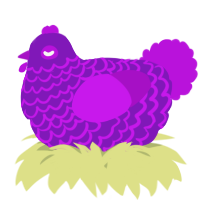 A violet and amethyst chicken with a lace pattern