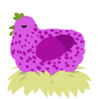 A orchid and plum chicken with a speckle pattern