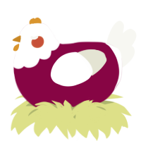 A maroon and white chicken with a head pattern