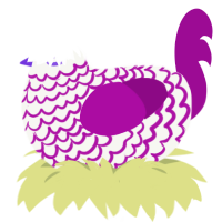 Grape Shaved Ice, a white and plum chicken with a lace pattern
