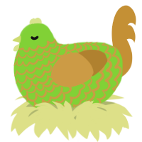 A grass and gold chicken with a lace pattern
