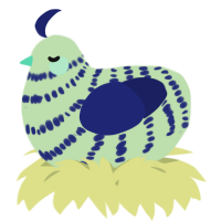 A gluppy and navy chicken with a bar pattern