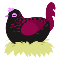 Reaper, a sable and maroon chicken with a half-lace pattern