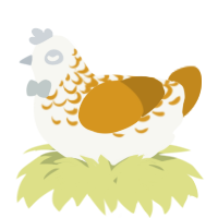 A white and ochre chicken with a half-lace pattern