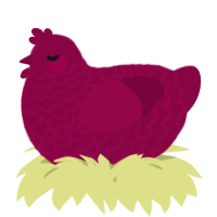 A maroon chicken with a lace pattern