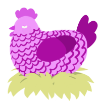 A lavender and plum chicken with a lace pattern