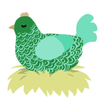 A viridian and mint chicken with a double-lace pattern