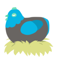 A grey and cerulean chicken with a head pattern