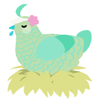 A gluppy and mint chicken with a lace pattern