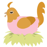 A rose and orange chicken with a head pattern