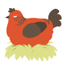 A vermilion and bark chicken with a neck-band pattern