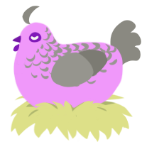 Irene, a lavender and ash chicken with a half-lace pattern