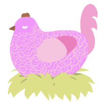 A lavender and pink chicken with a double-lace pattern