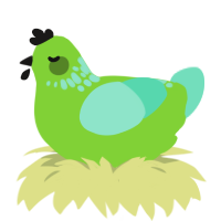 A grass and mint chicken with a neck-speckle pattern