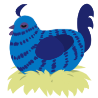 A sapphire and navy chicken with a bar pattern