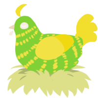nuclear waste, a grass and yellow chicken with a bar pattern