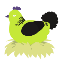 A lime and sable chicken with a neck-band pattern