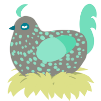A ash and mint chicken with a speckle pattern