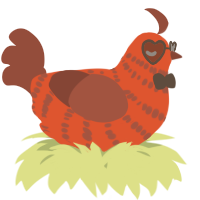A vermilion and russet chicken with a bar pattern