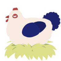 A cream and navy chicken